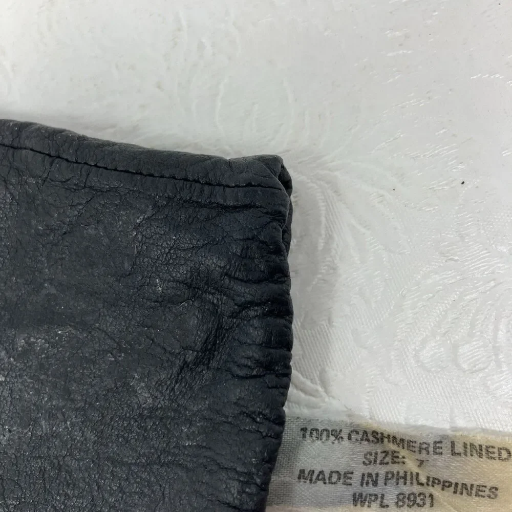 Soft Black Leather Gloves CASHMERE lined Women’s Sz 7 Vintage Philippines